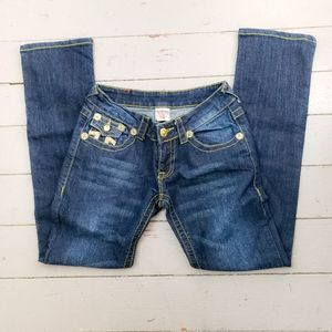True Religon gold sparkle back denim